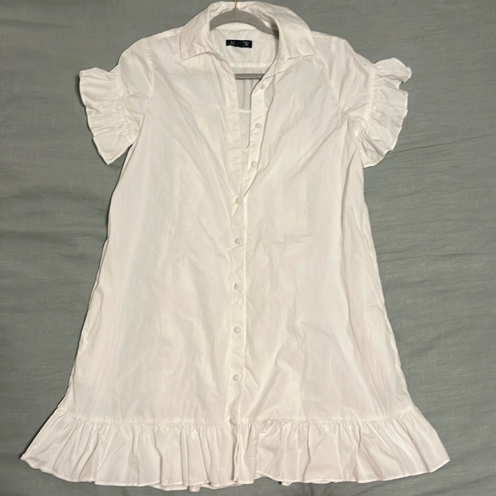 White Ruffle J.Crew Dress - Picture 2 of 4